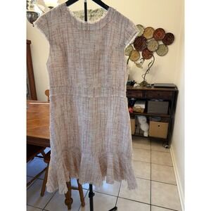 NANETTE LEPORE Tweed Pink-A-Chu Flounce Sheath Dress Credence Size 16
